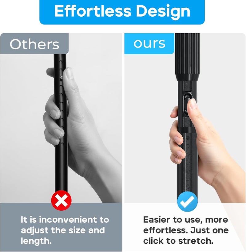 ZipGlo Tension Curtain Rod Black Shower Rod 40-166IN Extra Long Curtain Rods No Drilling Adjustable Tension Rods for Window Shower or Bathroom Outdoor Patio Diameter 1.26In - Image 2